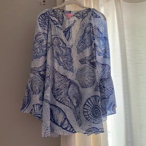 Elsa like Lilly Pulitzer top with bell sleeves
